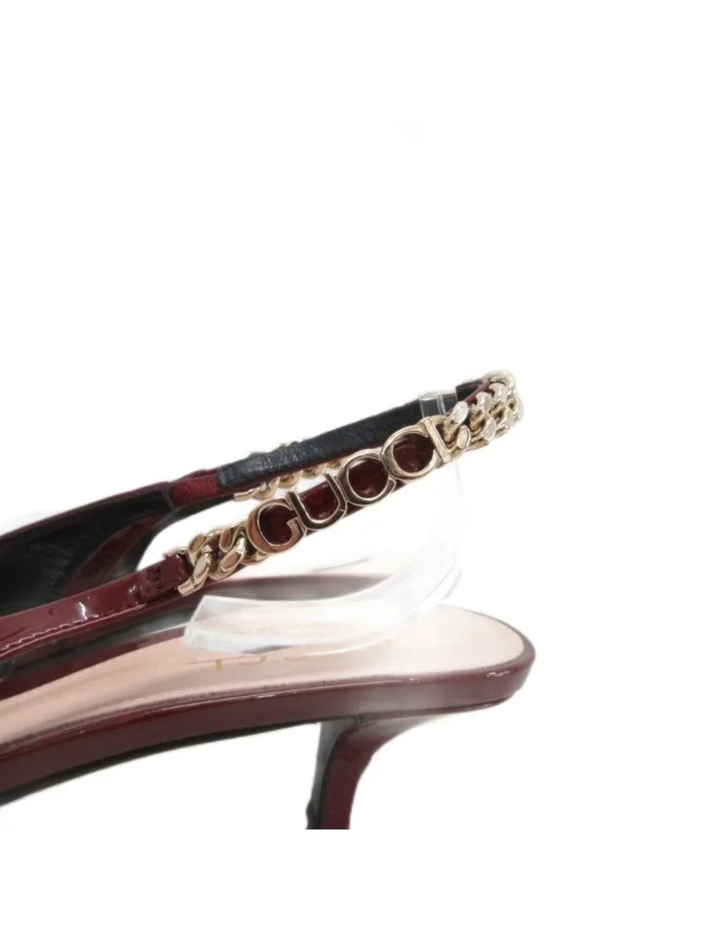Gucci Signoria Pumps Sling Back Logo Pointed Toe Low Heels Patent Leather